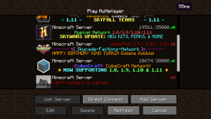 server menu with server logos